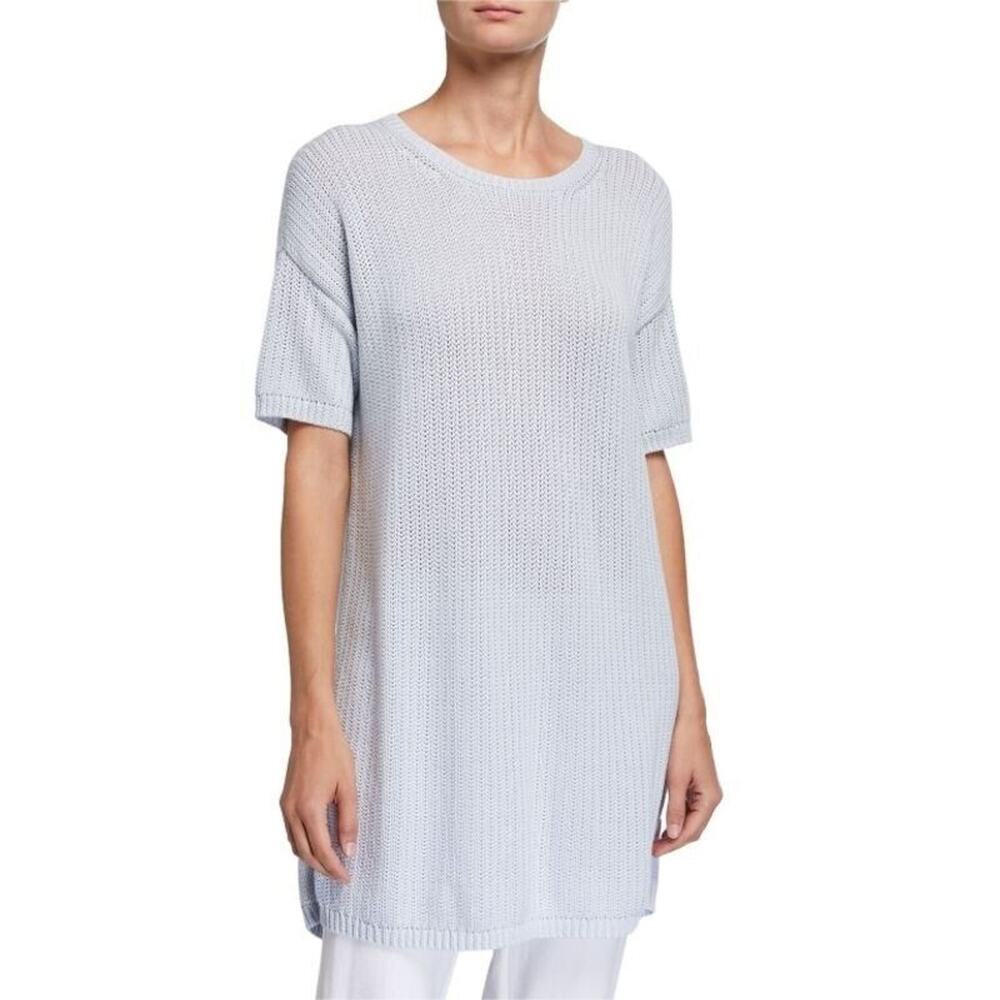 Eileen Fisher Womens Organic Cotton Open Knit Sweater Sz S Sustainable Lagenlook